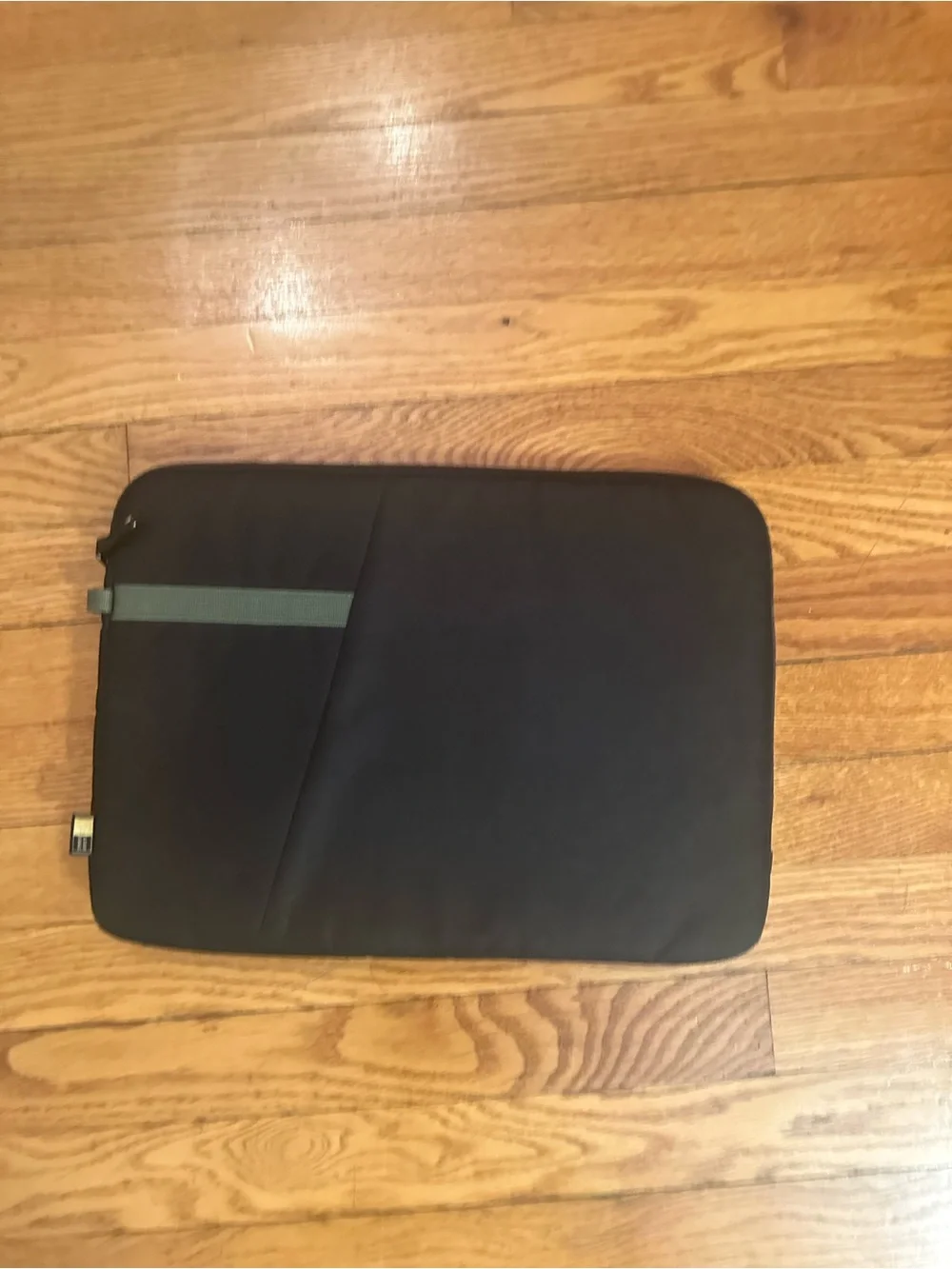 Black Laptop Sleeve with Green Accent - Protective Carry Case